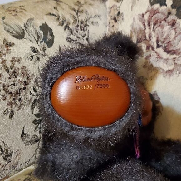 Vintage 1985 Robert Raikes 'Bently" Wood Purple Vest Figurine Teddy Bear - Picture 6 of 8